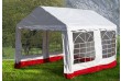 Záhradný párty stan - biely s červeným lemom 3 x 4 m