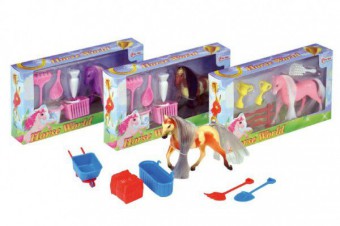 Kůň Poník s doplňky plast asst 6 druhů v krabičce 20x11x3cm