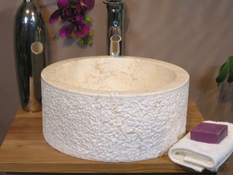 Umývadlo z prírodného kameňa MIRUM 509 Ø 40 cm Cream