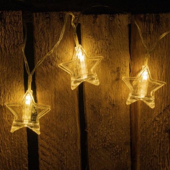 Vianočná svetelná reťaz hviezdy, teple biela, 10 LED